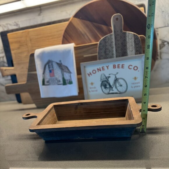 Rustic Distressed Wood Dough Bowl – Farmhouse Centerpiece & Versatile Tray - Picture 8 of 11